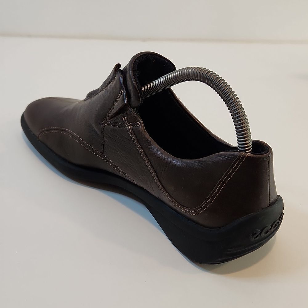Ecco Leather Loafers Flats Comfort Shoes Brown Split Toe Zip Womens Sz 6 1/2 EUC - Picture 8 of 15